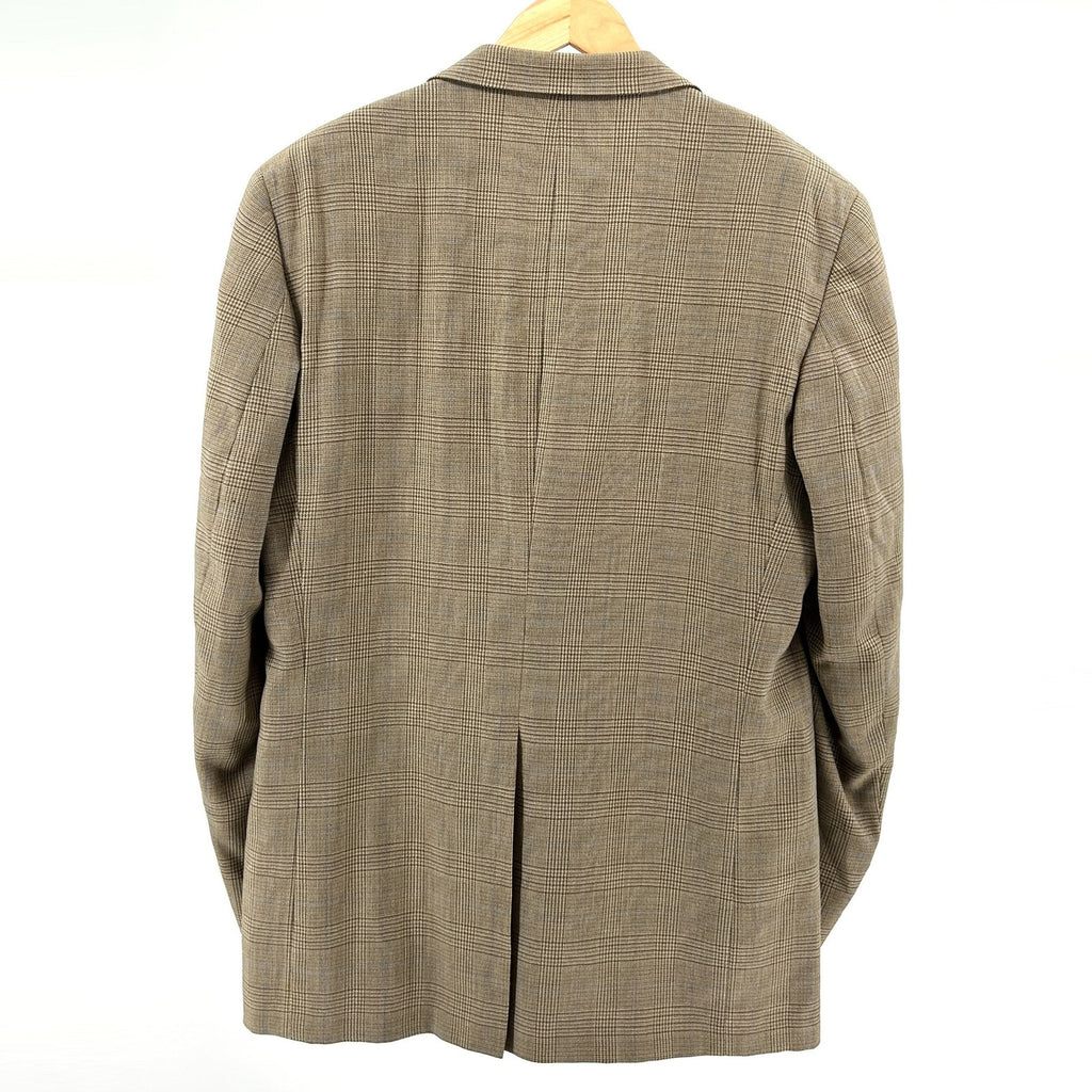 Vintage 90s Burberry Tan Wool Plaid Classic Tailored Blazer