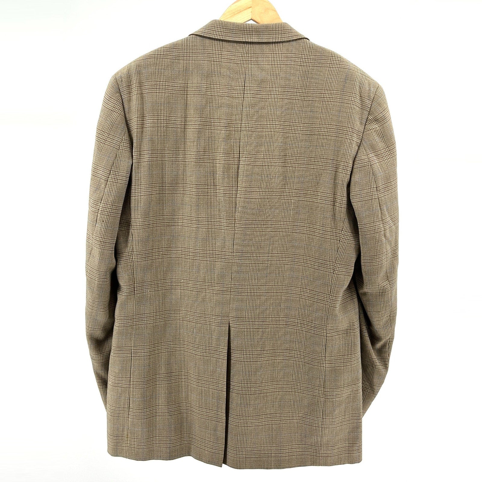 Vintage 90s Burberry Tan Wool Plaid Classic Tailored Blazer