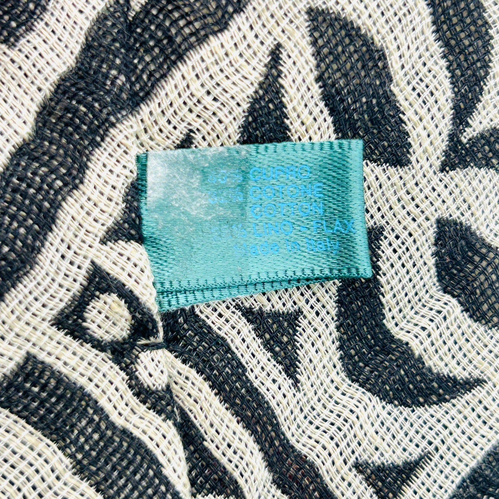 Vintage 90s Prochownick Black Cream Tribal Geometric Abstract Wide Necktie