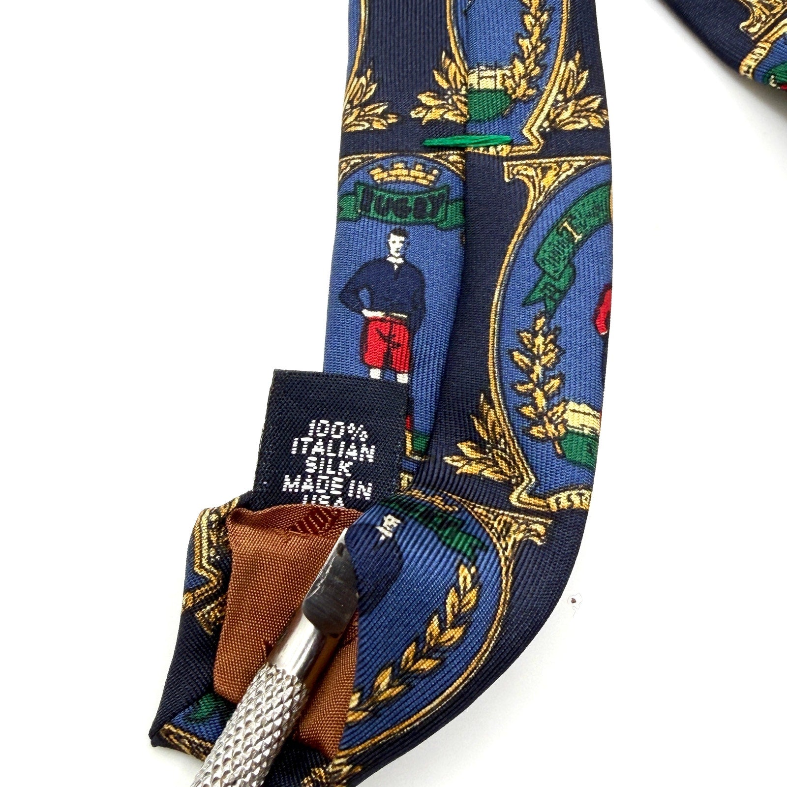 Vintage 90s Tommy Hilfiger Navy 100% Silk Rugby Crest Necktie