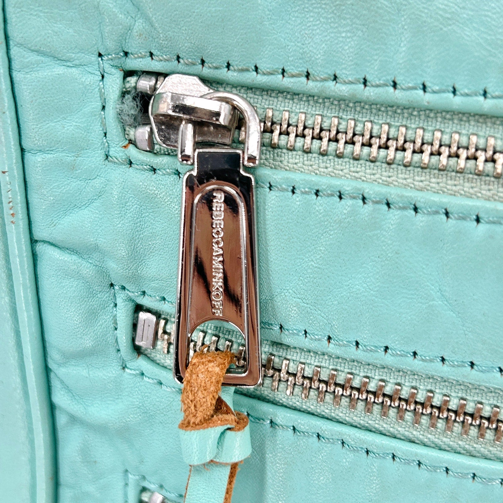 Vintage Y2K Rebecca Minkoff Mint Green Leather Silver Chain Shoulder Bag