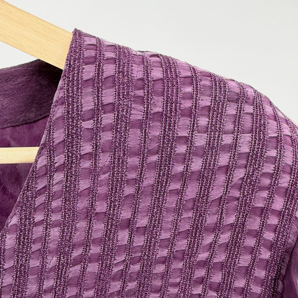 Vintage 90s A.P. Collection Eggplant Mixed Texture Oversized Blouse