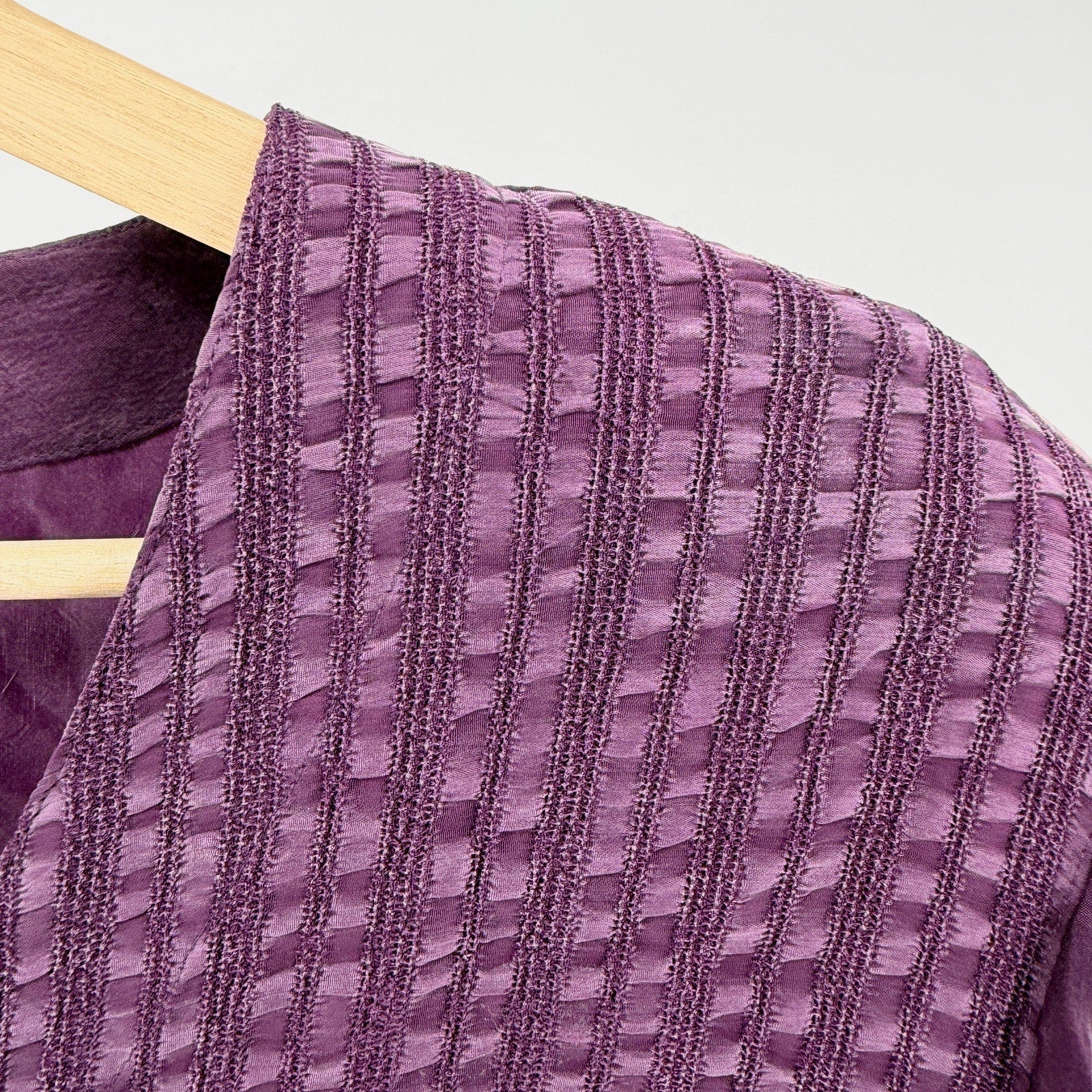 Vintage 90s A.P. Collection Eggplant Mixed Texture Oversized Blouse