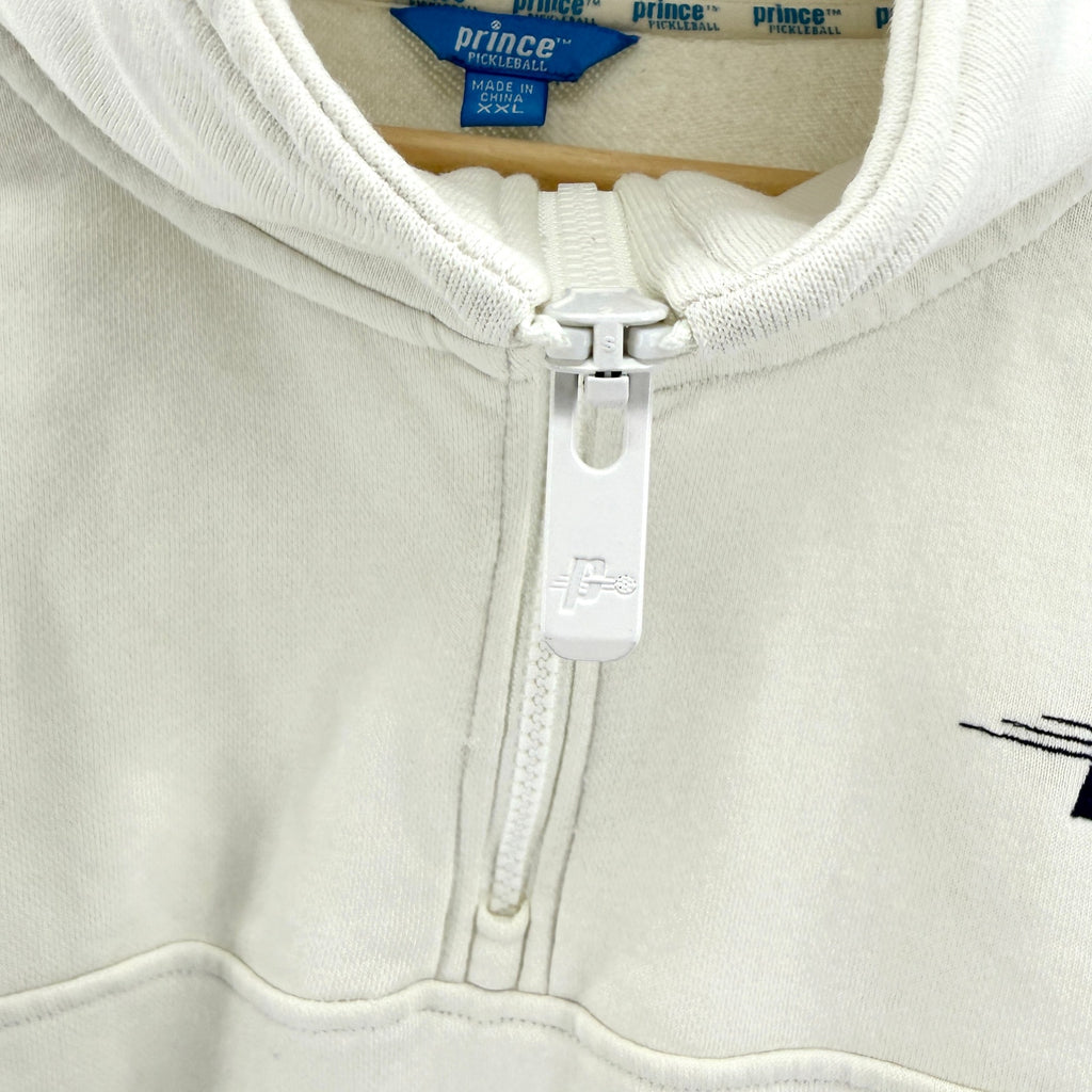 Prince Pickleball White Sporty Half Zip Cropped Sweatshirt