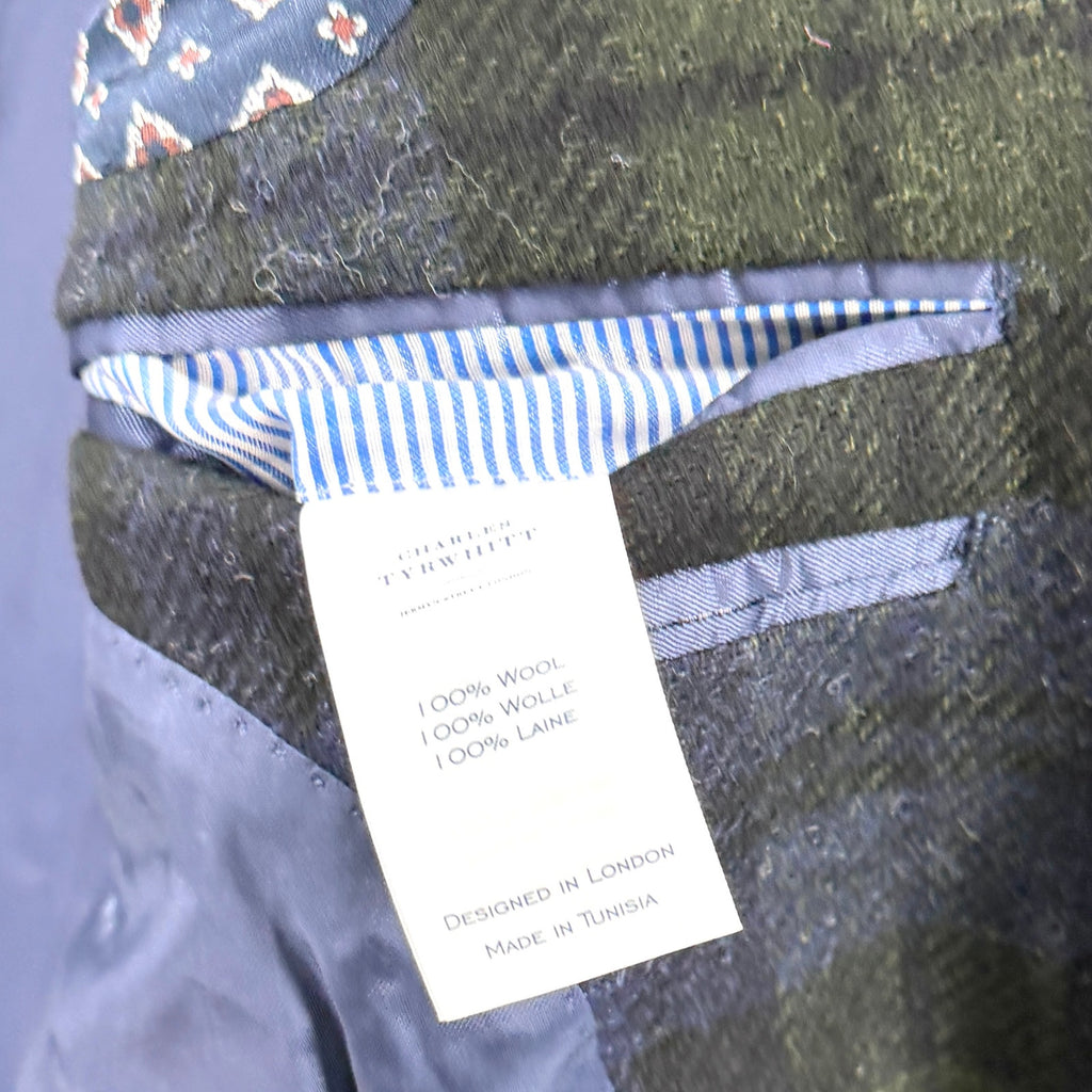 Charles Tyrwhitt Navy Green Blackwatch Tartan 100% Wool Slim Fit Blazer