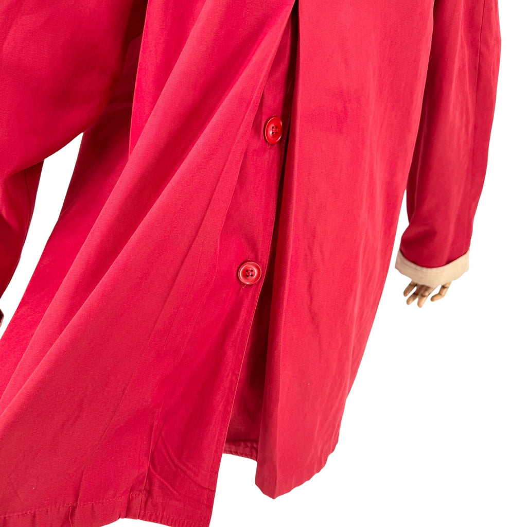 Vintage 80s Sigla's Red Tan Hooded Raincoat Windbreaker Jacket