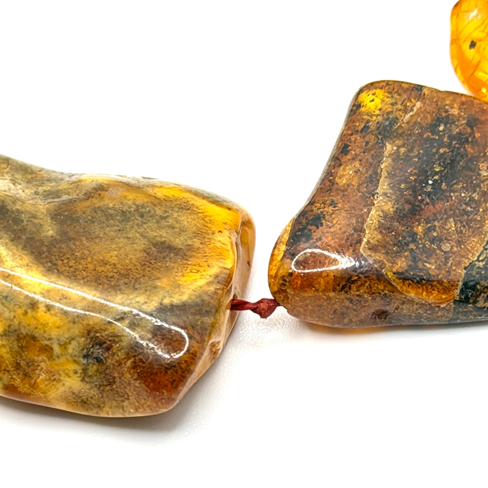 Vintage 70s Honey Cognac Genuine Amber Chunky Statement Necklace