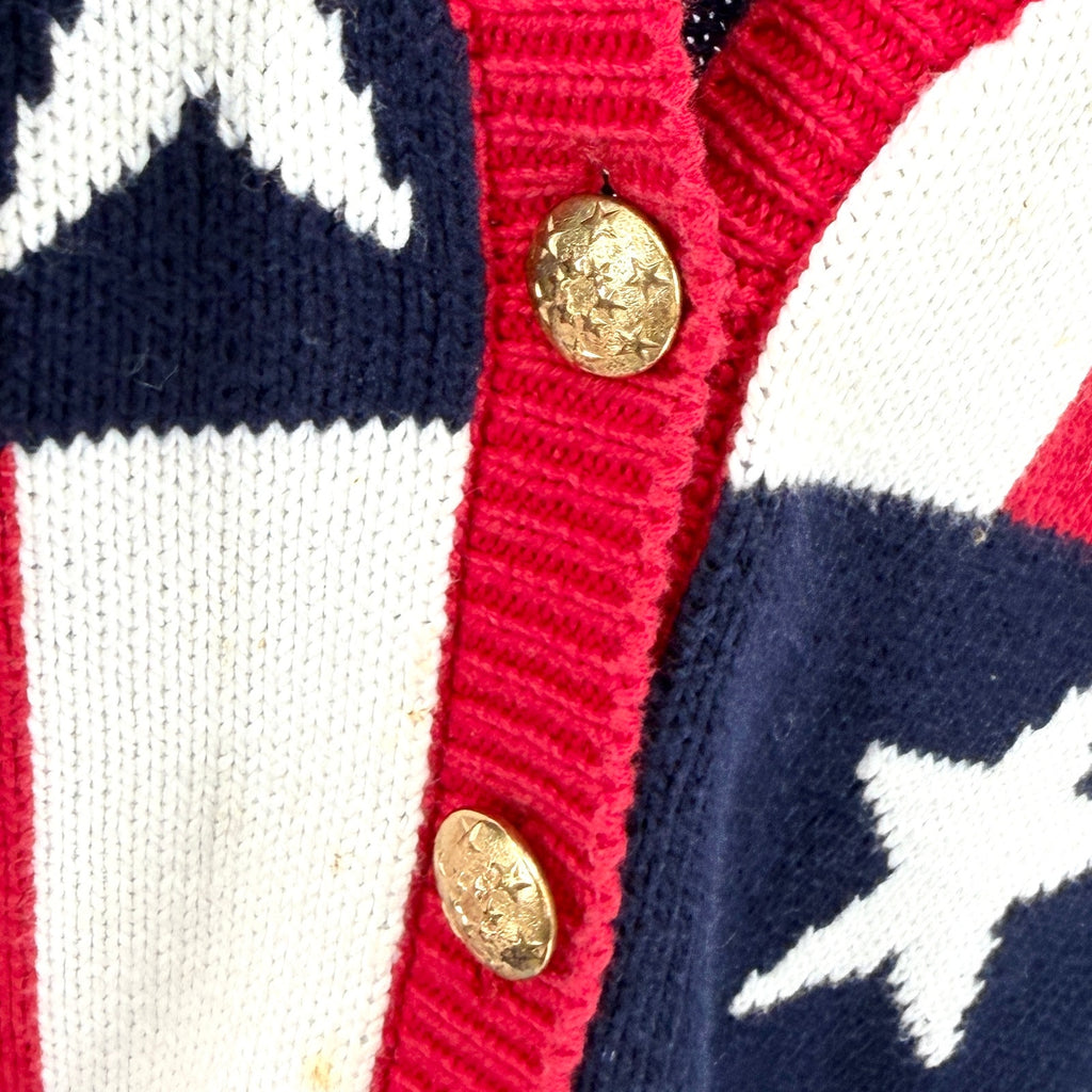 Vintage 90s Chelsea Charter Club Navy Red White 100% Cotton Cardigan