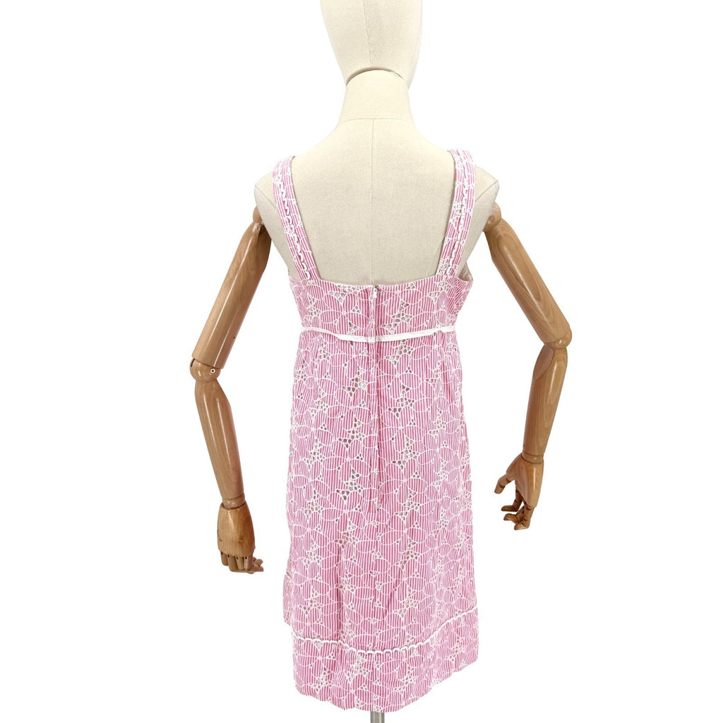 Lilly Pulitzer Pink Striped Cotton Eyelet Preppy Garden Party Empire Dress