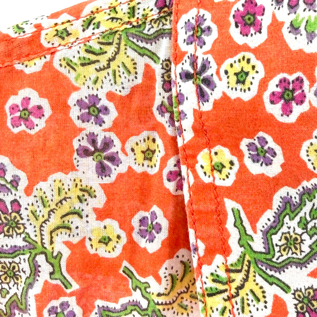 Lauren Ralph Lauren Orange Purple Floral 100% Cotton Button Down Shirt