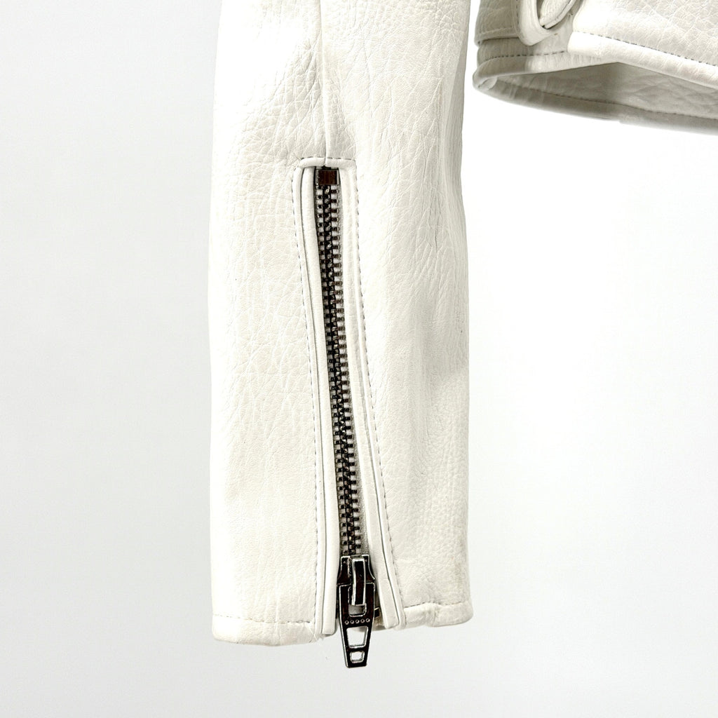 BlankNYC White Thick Faux Leather Moto Biker Rocker Jacket