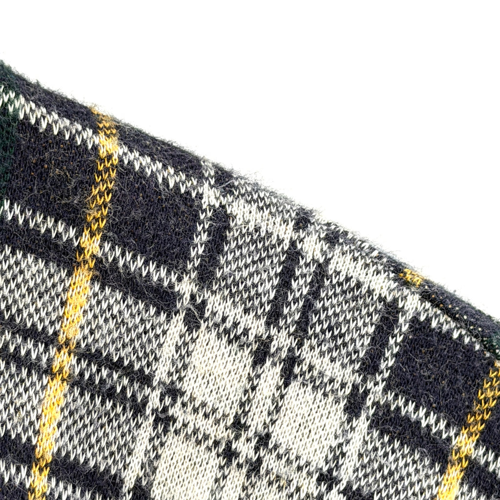 Vintage 90s Lord & Taylor 100% Cotton Blue Green Woven Knit Plaid Polo Shirt