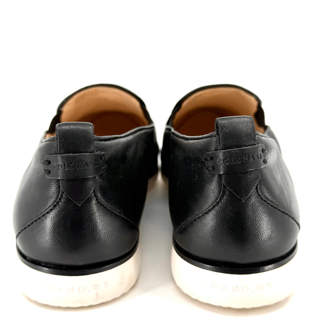 Cole Haan Grandseries Black Genuine Leather Cap Toe Slip-on Sneakers