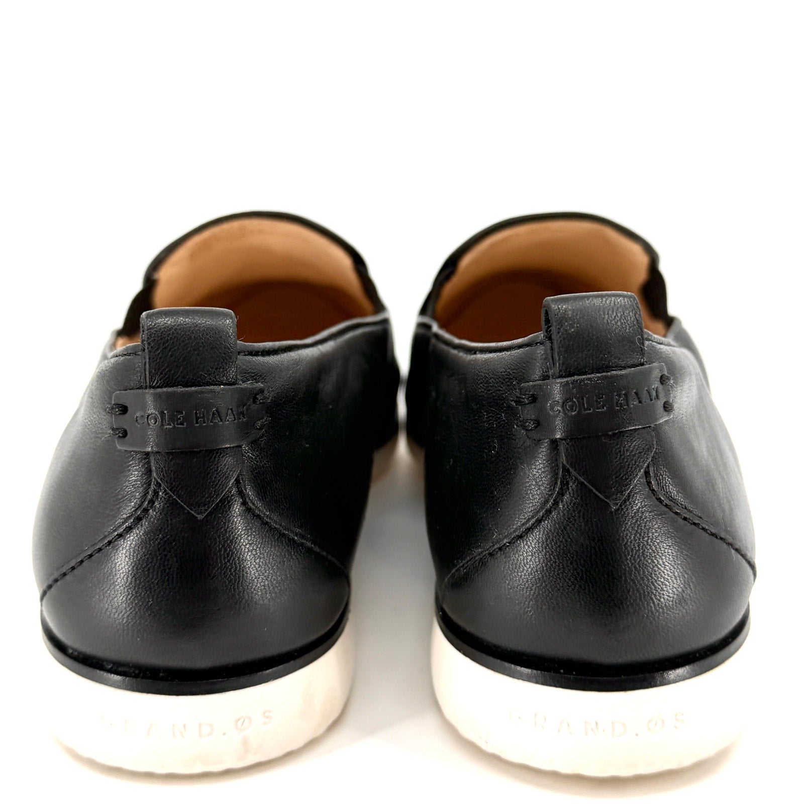 Cole Haan Grandseries Black Genuine Leather Cap Toe Slip-on Sneakers