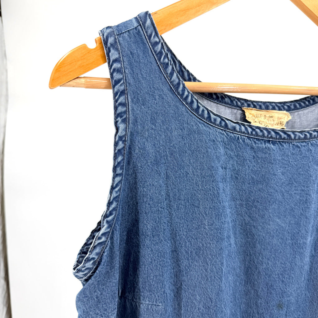 Vintage 90s Double D Ranch Blue 100% Cotton Western Sleeveless Maxi Dress