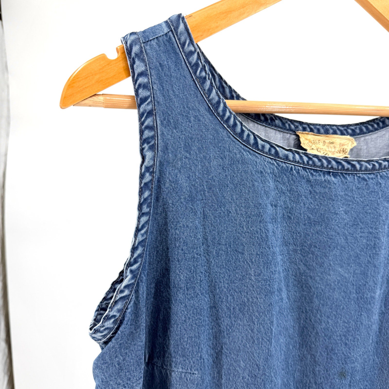 Vintage 90s Double D Ranch Blue 100% Cotton Western Sleeveless Maxi Dress