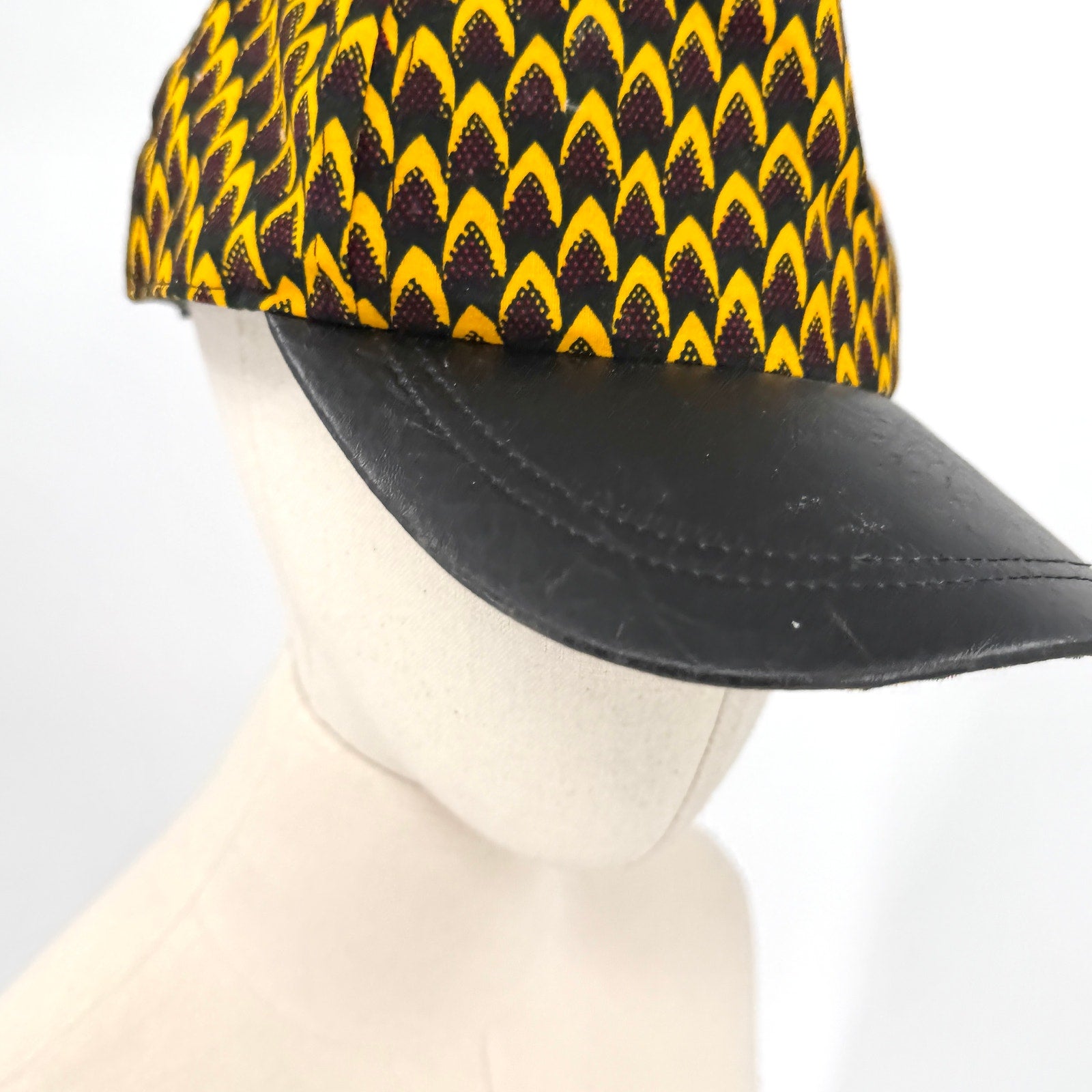 Yellow Black Ankara 100% Cotton Fabric Customized Baseball Cap
