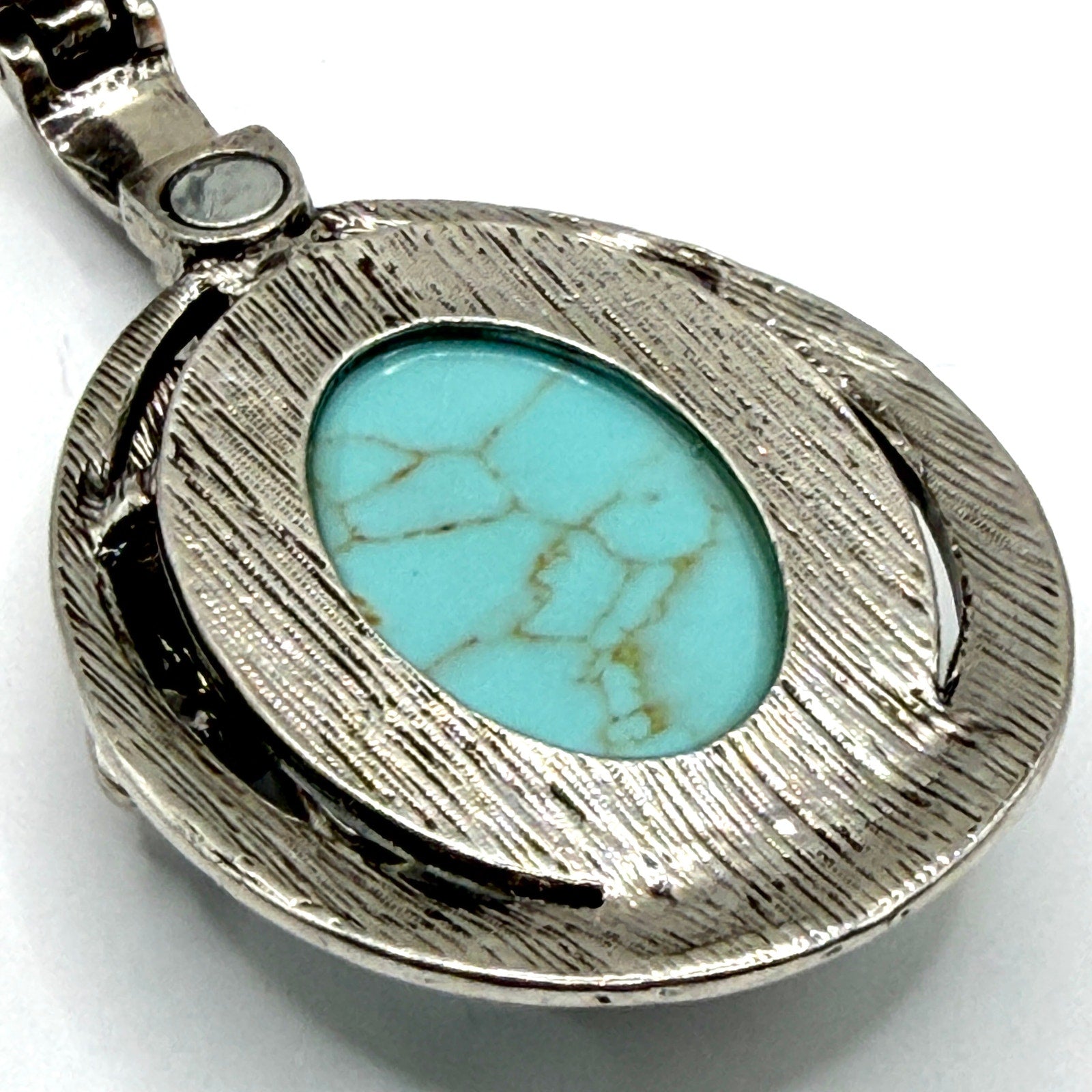 Vintage Y2K Fleur de Lis Turquoise Rhinestone Magnetic Enhancer Pendant