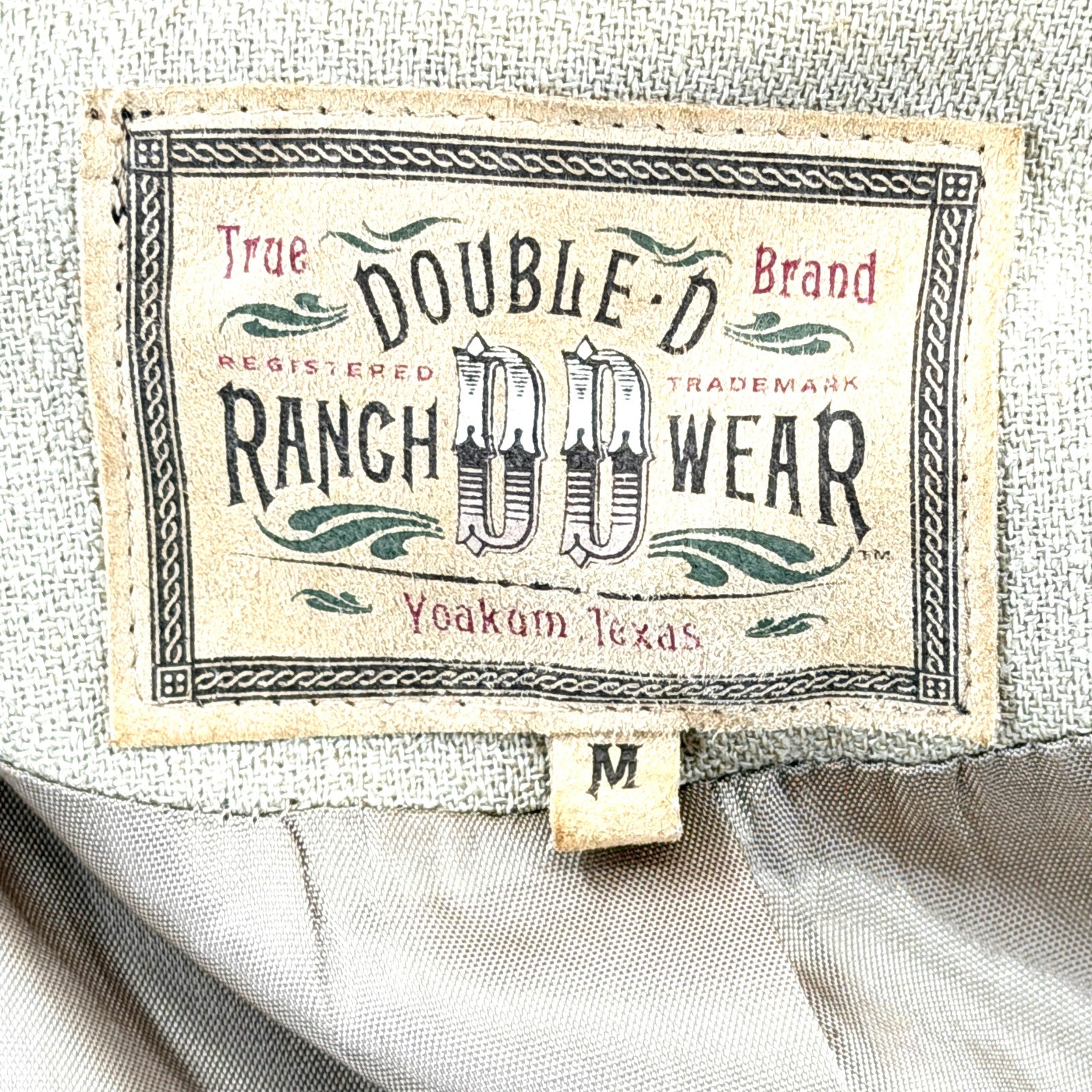 Vintage 90s Double D Ranch Khaki Copper Studded Safari Western Belted Jacket