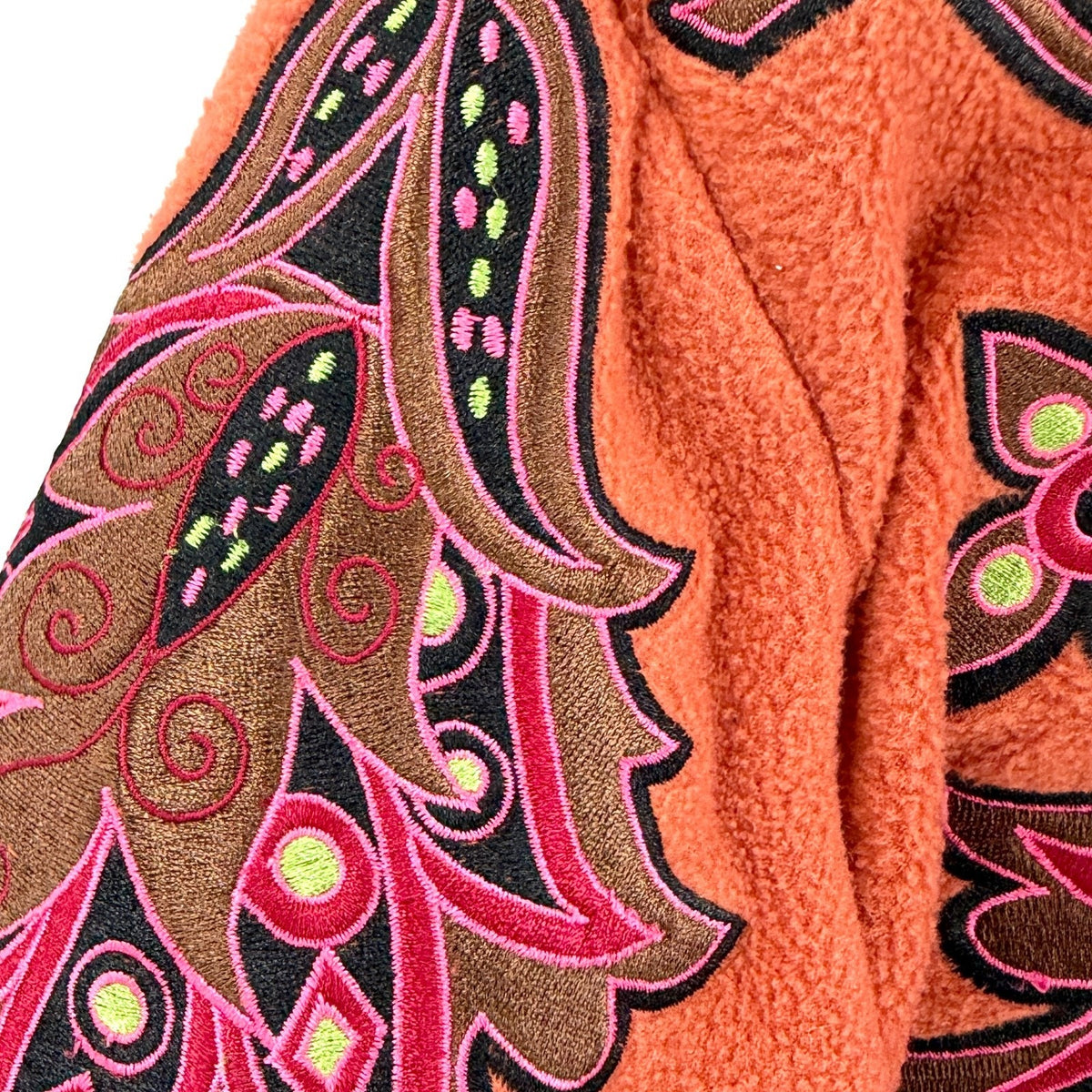 Vintage 90s Bob Mackie Orange Fleece Embroidered Jacket