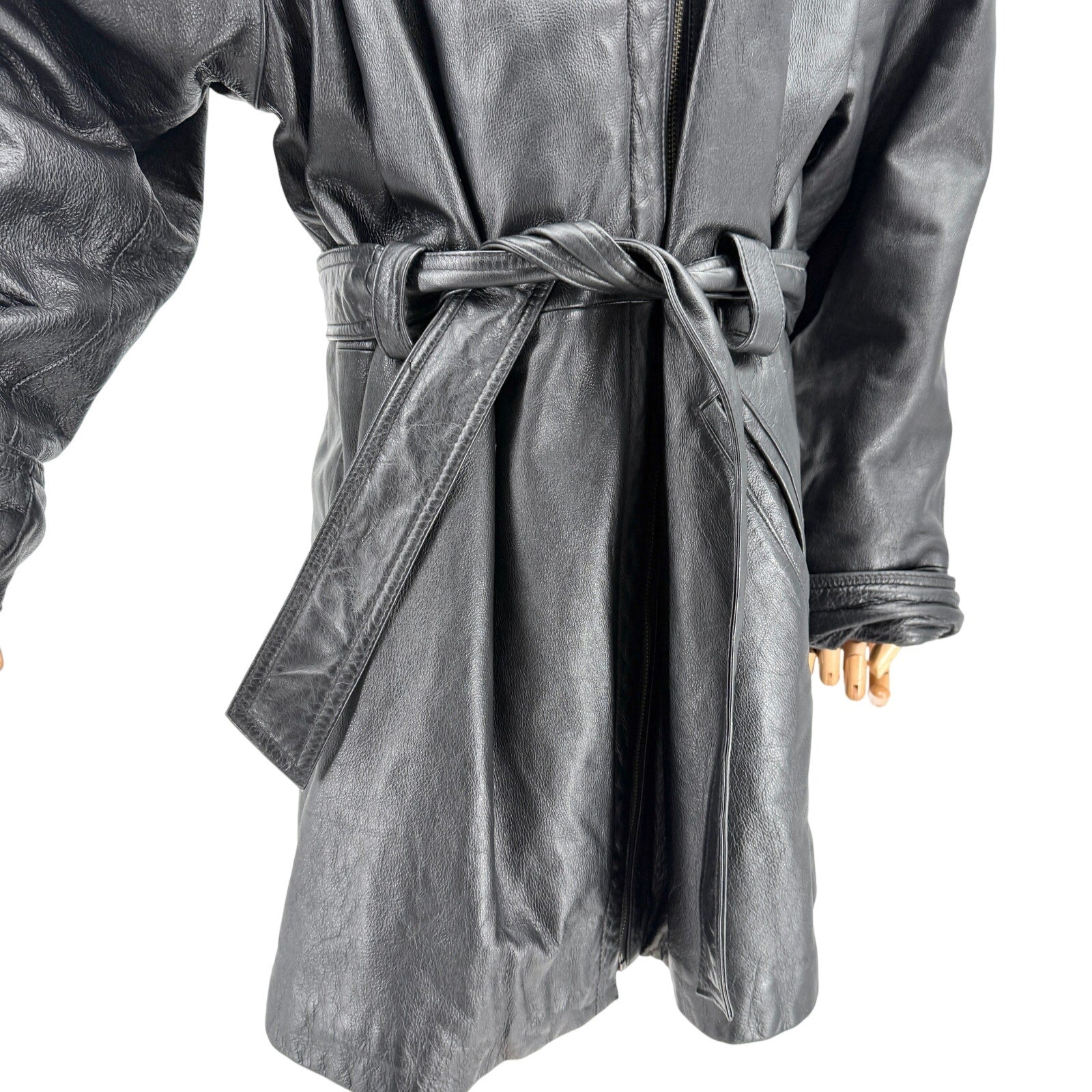 Vintage 90s Wilsons Genuine Leather Faux Fur Hooded Winter Parka Coat