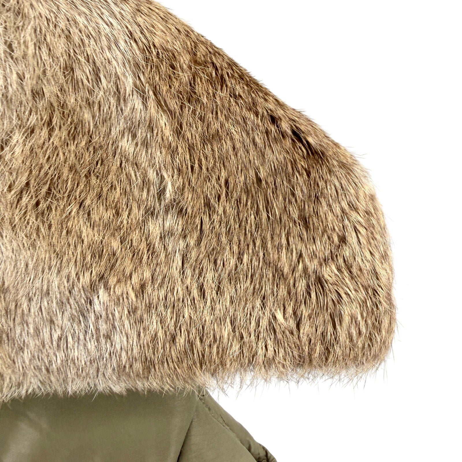 Vintage Y2K Daslu Olive Rabbit Fur Collar Puffer Vest
