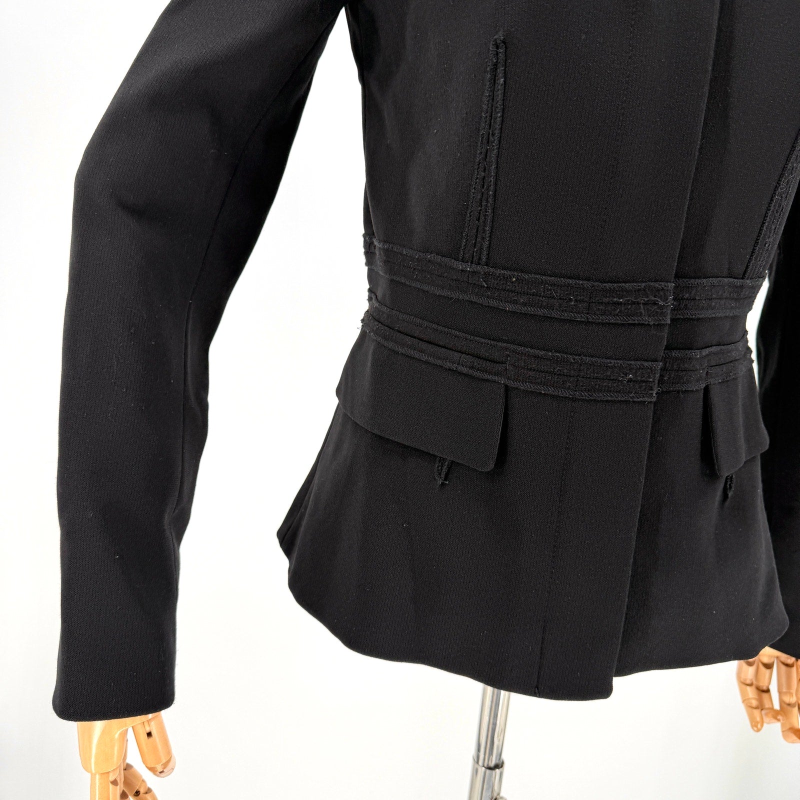 Vintage Y2K Gianfranco Ferre Black Technical Structured Peplum Zip Jacket