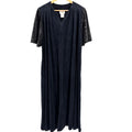 intage 80s Laura Kidd Black Sequin Flutter Sleeve Shoulder Pads Duster Robe