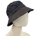 Vintage 80s Markwort Dark Blue Denim Orange Stitch Bucket Hat