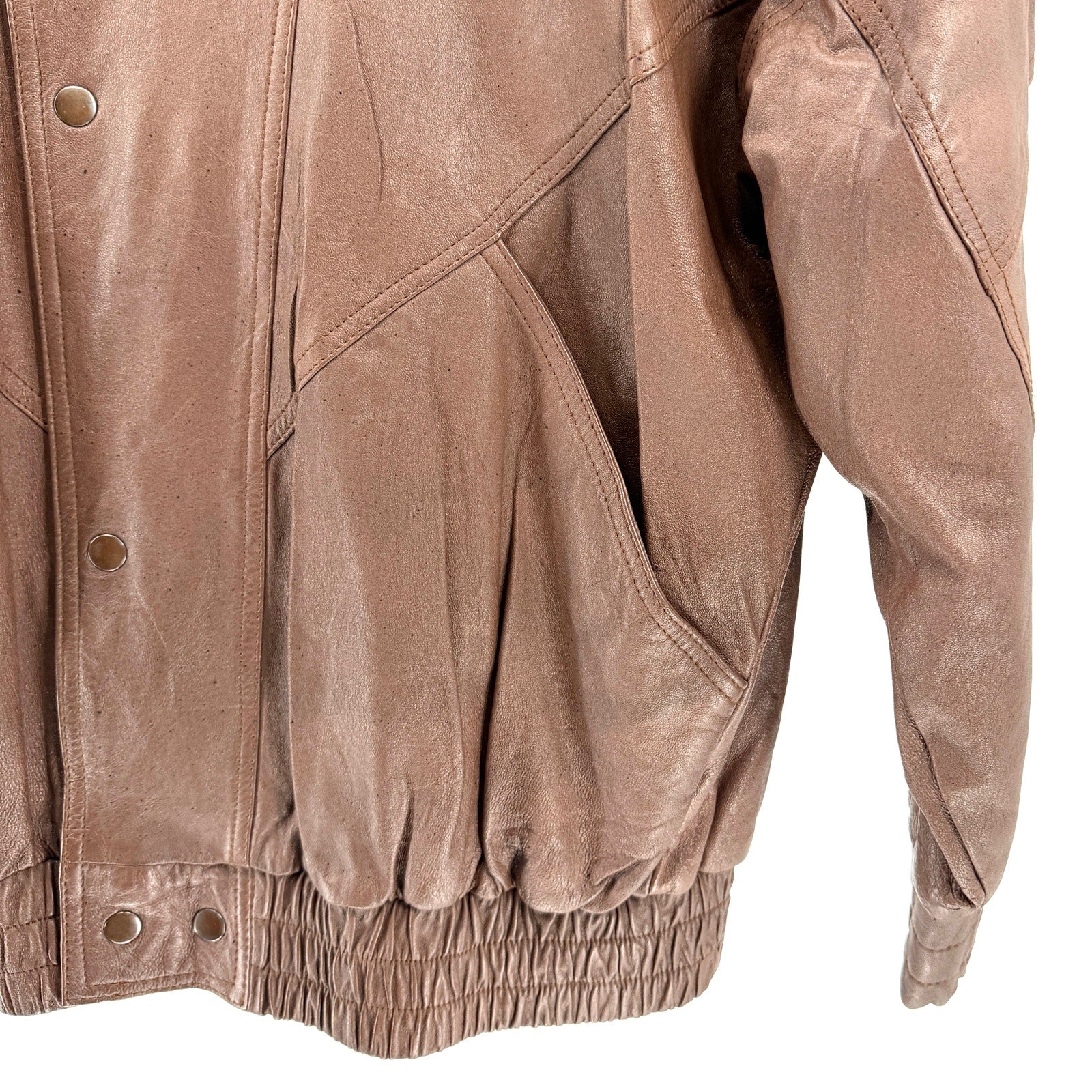 Vintage 80s Fiona Scanskin Brown Genuine Leather Bomber Jacket