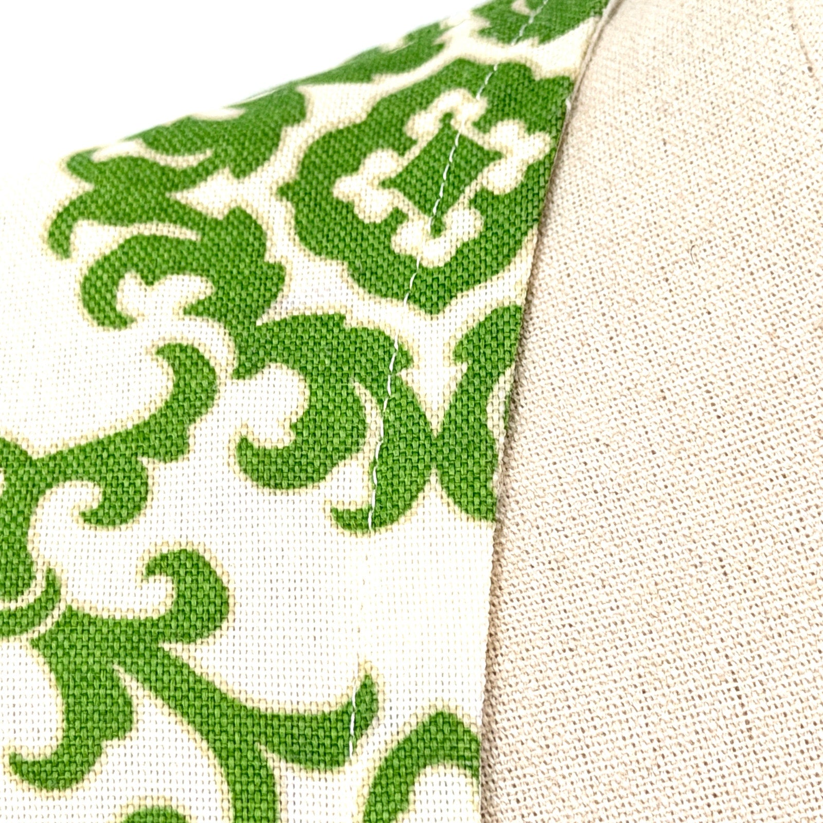 Vintage 70s Handmade Green White Damask 100% Cotton Shift Dress