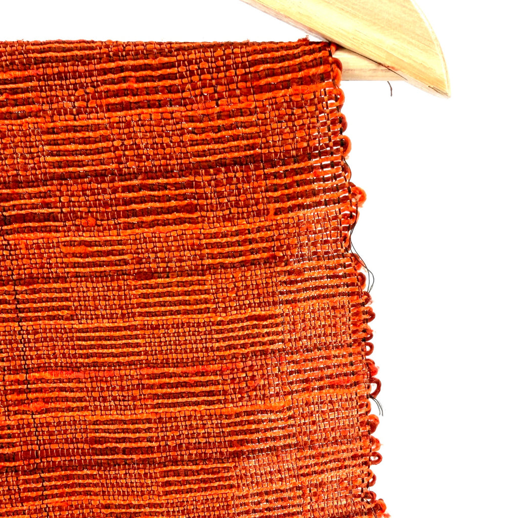 Vintage Y2K Woven Burnt Orange 100% Silk Fringed Scarf
