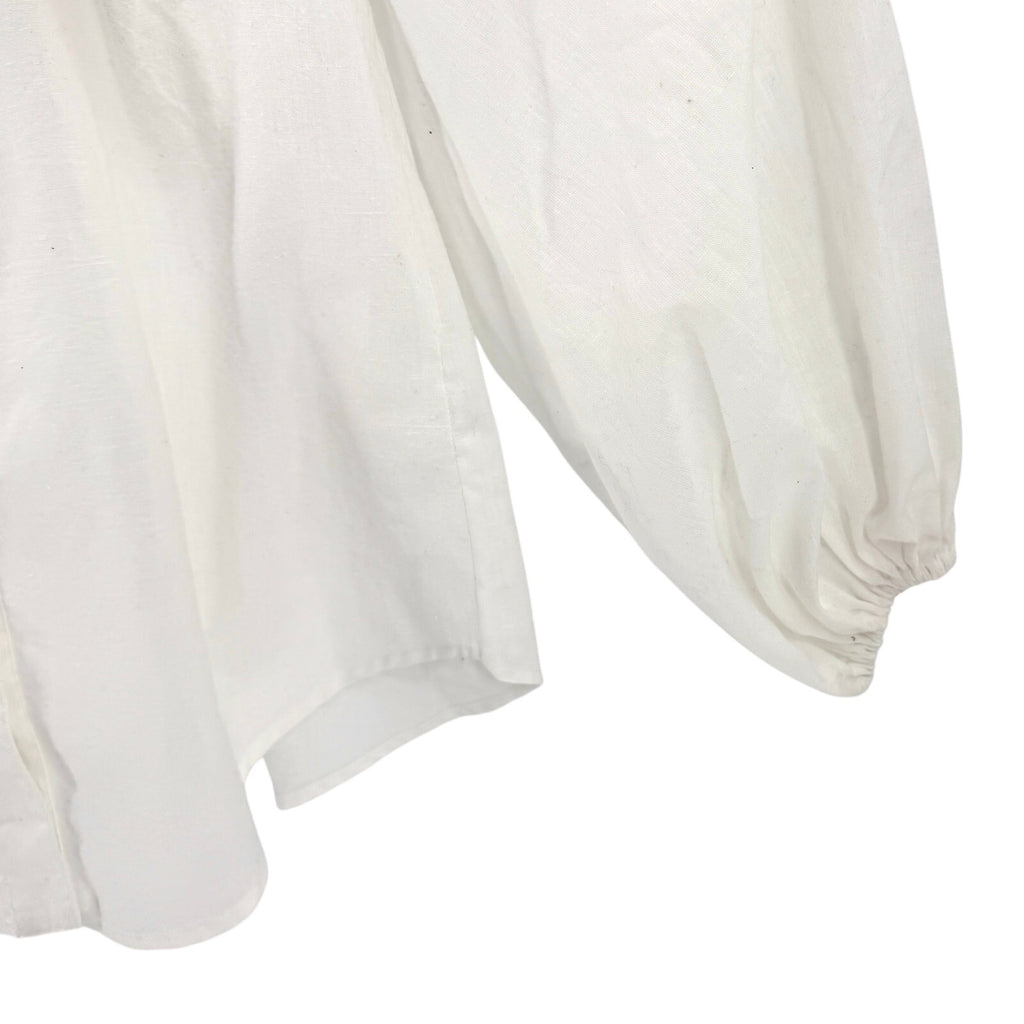 Garota White Floral Eyelet Embroidery Button Up Cotton Blouse