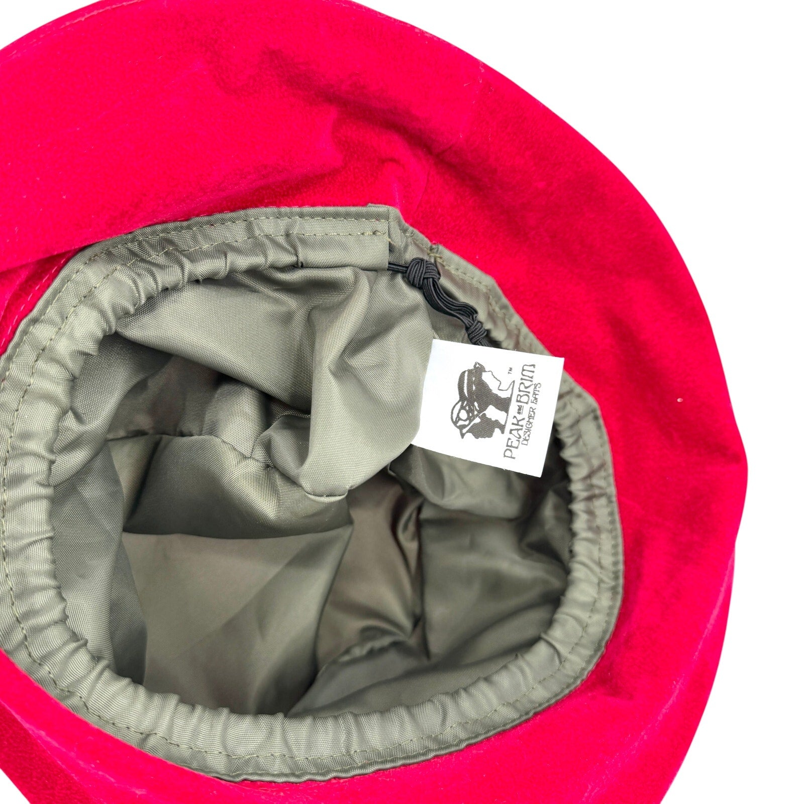 Vintage 90s Peak And Brim Red Velvet Boho Structured Adjustable Bucket Hat