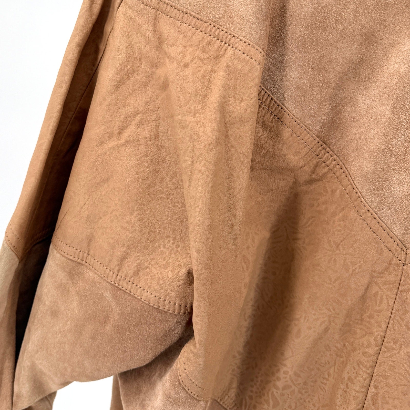 Vintage 80s Winlit Tan Genuine Leather Floral Retro Western Suede Jacket