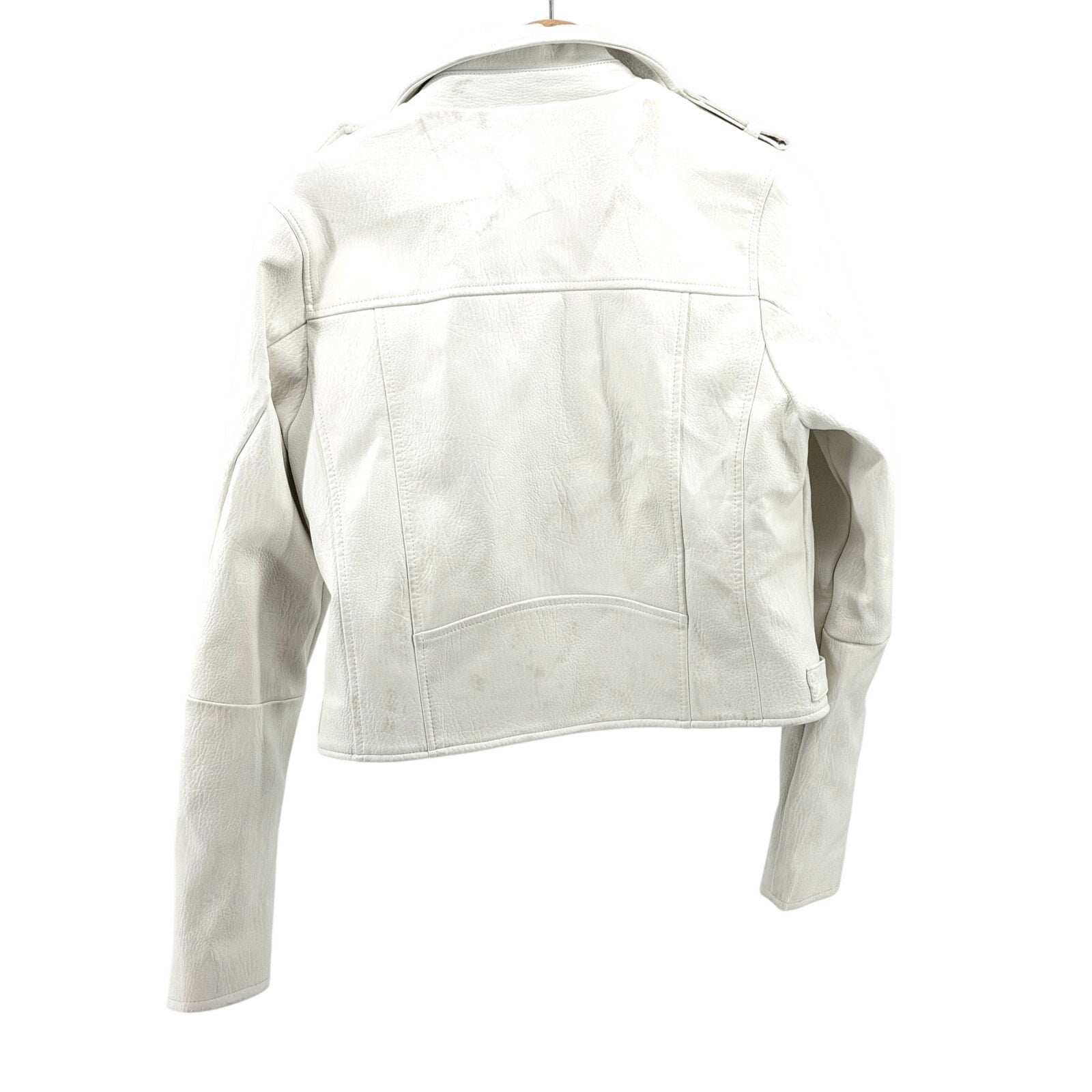 BlankNYC White Thick Faux Leather Moto Biker Rocker Jacket