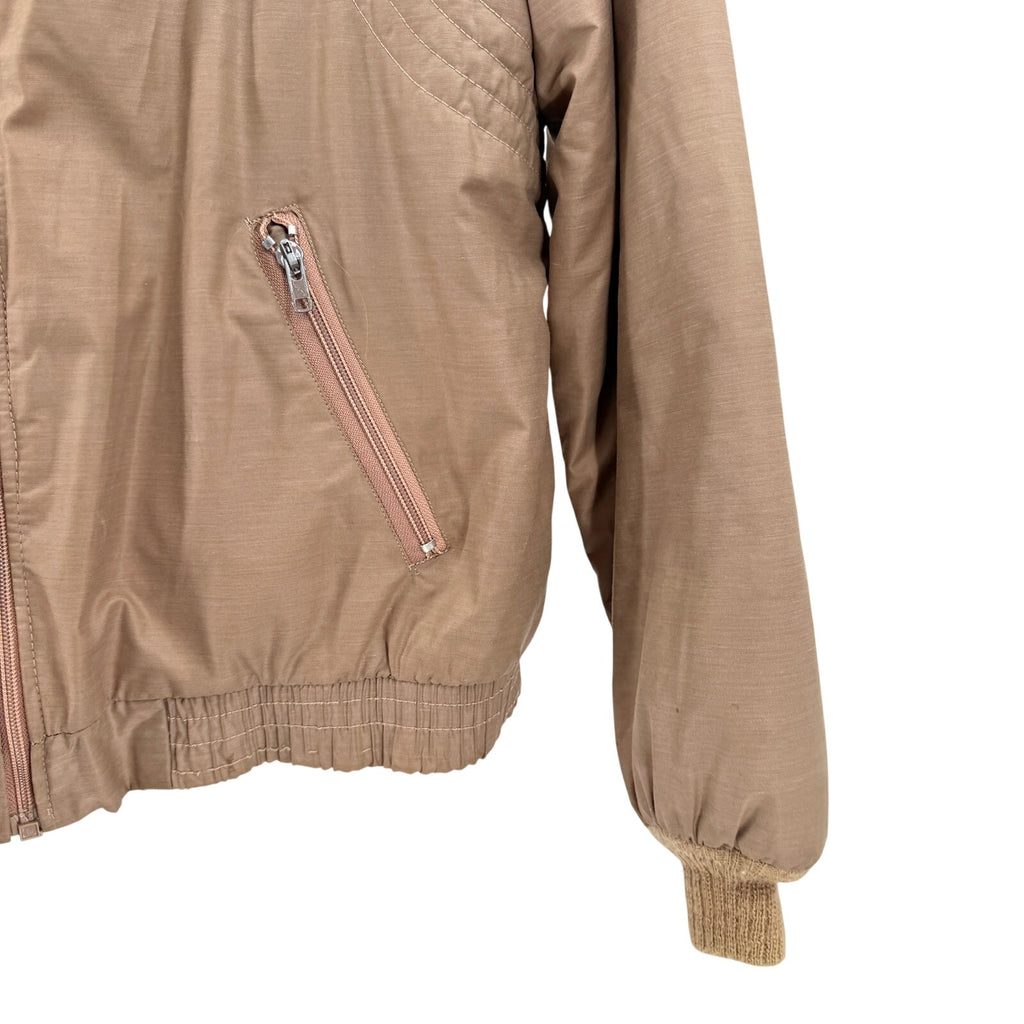 Vintage 80s Cooper Tan Cafe Racer Full Zip Quilted Lined Bomber Jacket