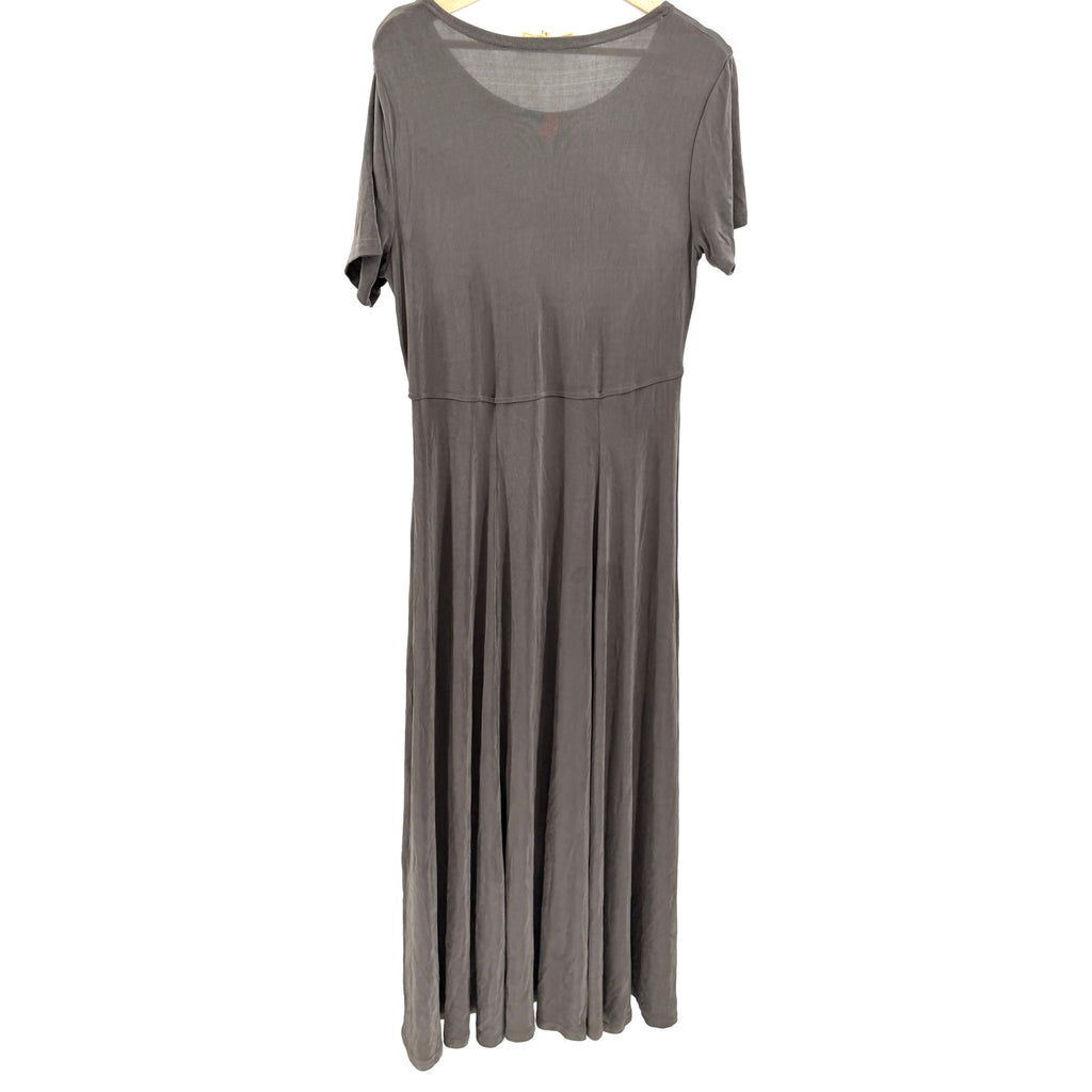 Vintage 90s Double D Ranch Warm Grey Ribbed Stretch Maxi Dress