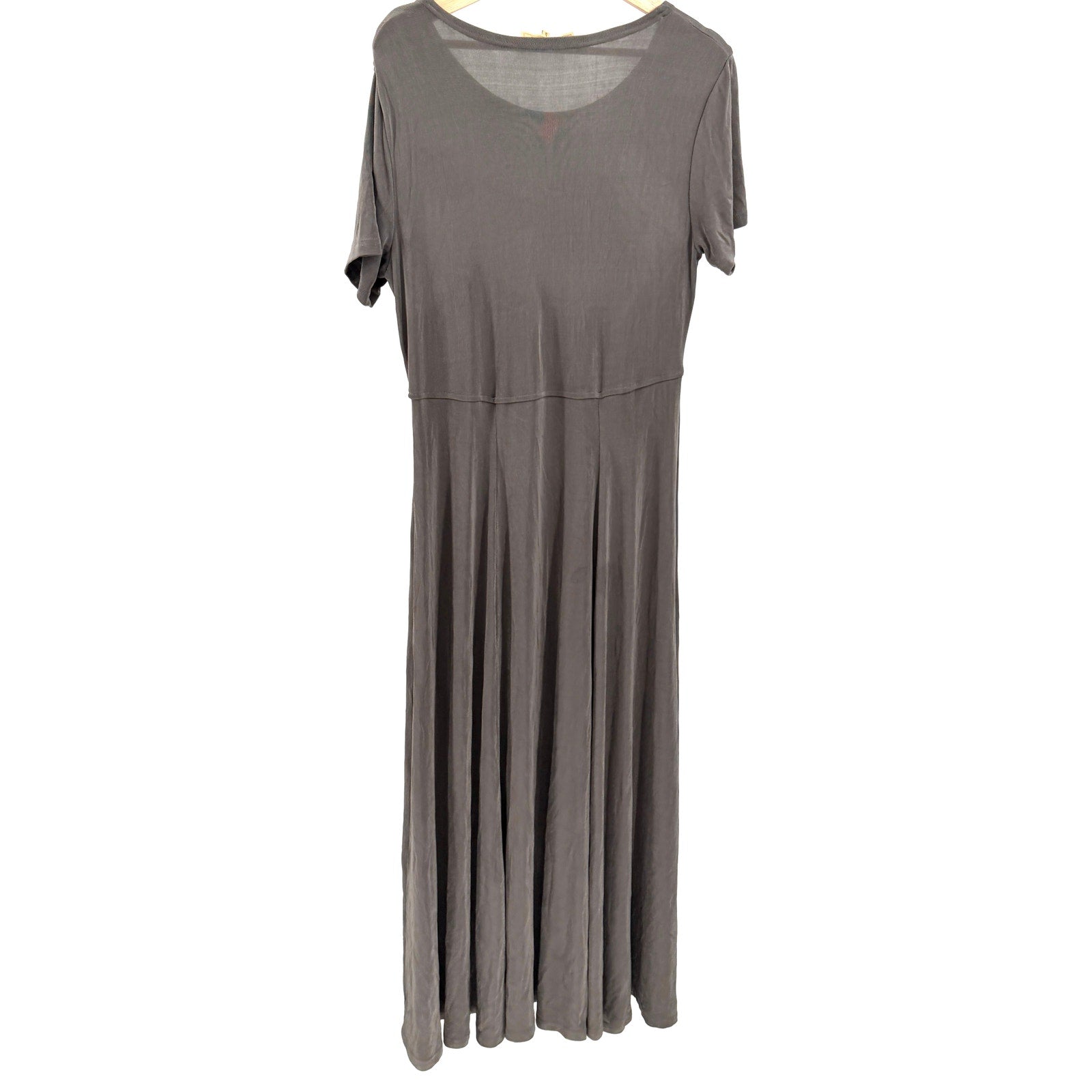 Vintage 90s Double D Ranch Warm Grey Ribbed Stretch Maxi Dress