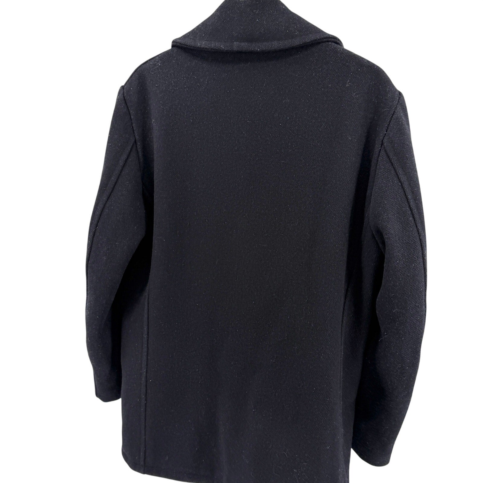 Vintage 70s Alexander's Navy Blue Double Breasted Quilted Wool Pea Coat