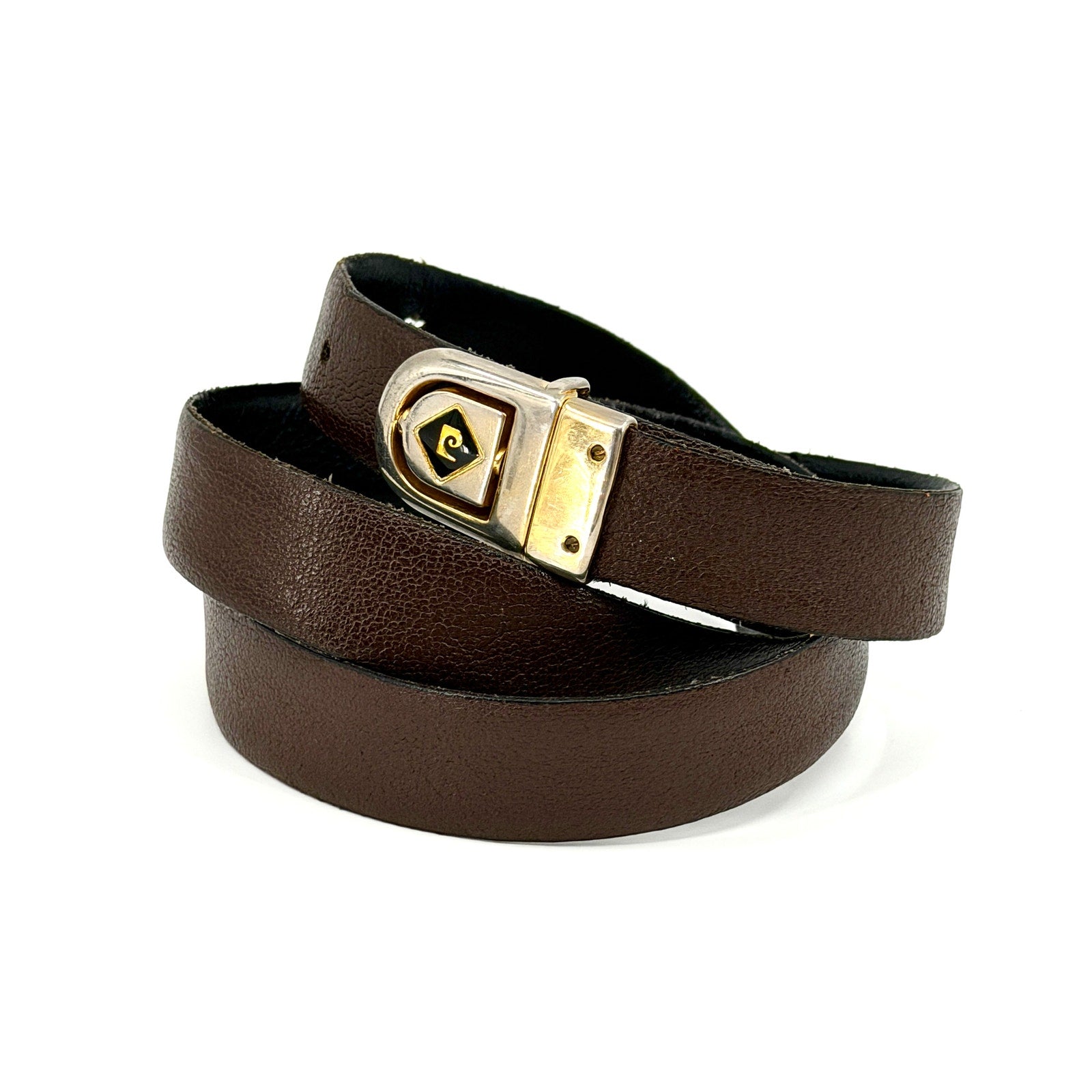 Vintage 80s Pierre Cardin Black Brown Reversible Genuine Leather Belt