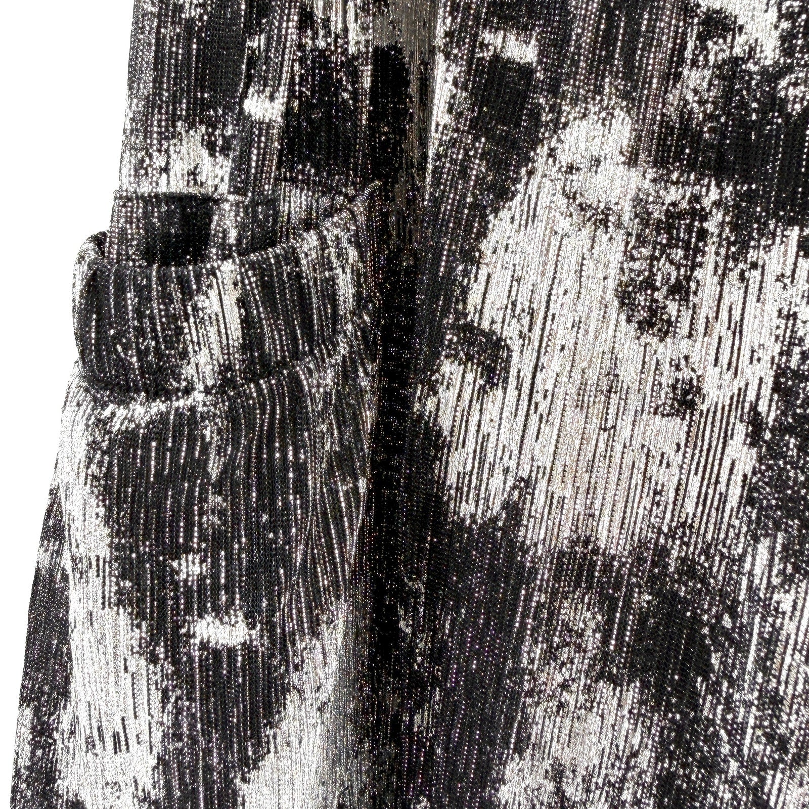 Vintage Y2K Samuel Dong Black Silver Maximalist Tiered Wide Leg Cropped Pants