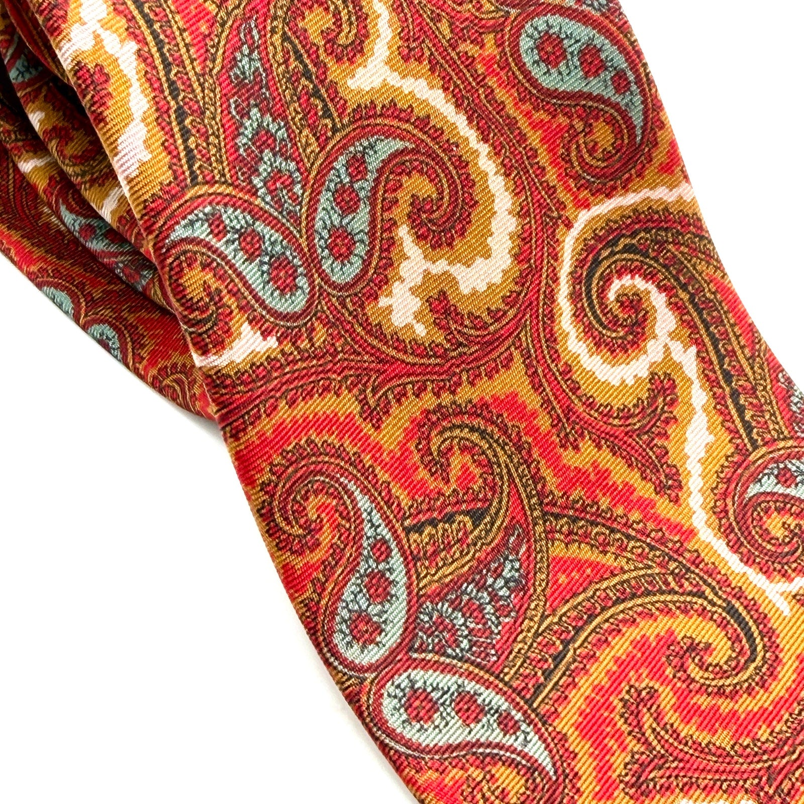 MINT Vintage 70s Liberty of London Silk Red Ochre Paisley Necktie