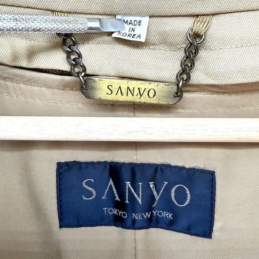 Vintage 90s Sanyo Tan Cotton Blend Zip In Liner Trench Coat