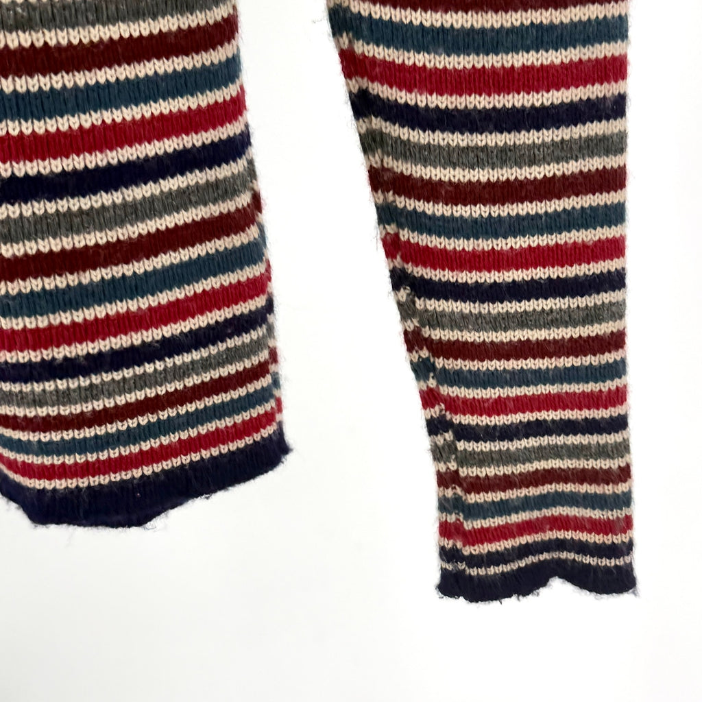 Vintage 70s Paul Arnold Navy Red Striped Knit V-Neck Sweater