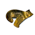 Vintage 80s Brass Etched Sitting Cat Silhouette Figural Brooch Pin