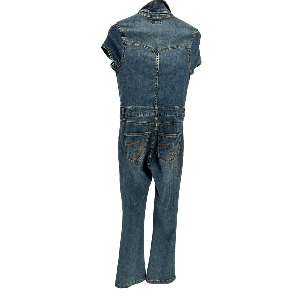 Vintage Y2K Juicy Couture Blue Denim Flared Leg Short Sleeve Jumpsuit