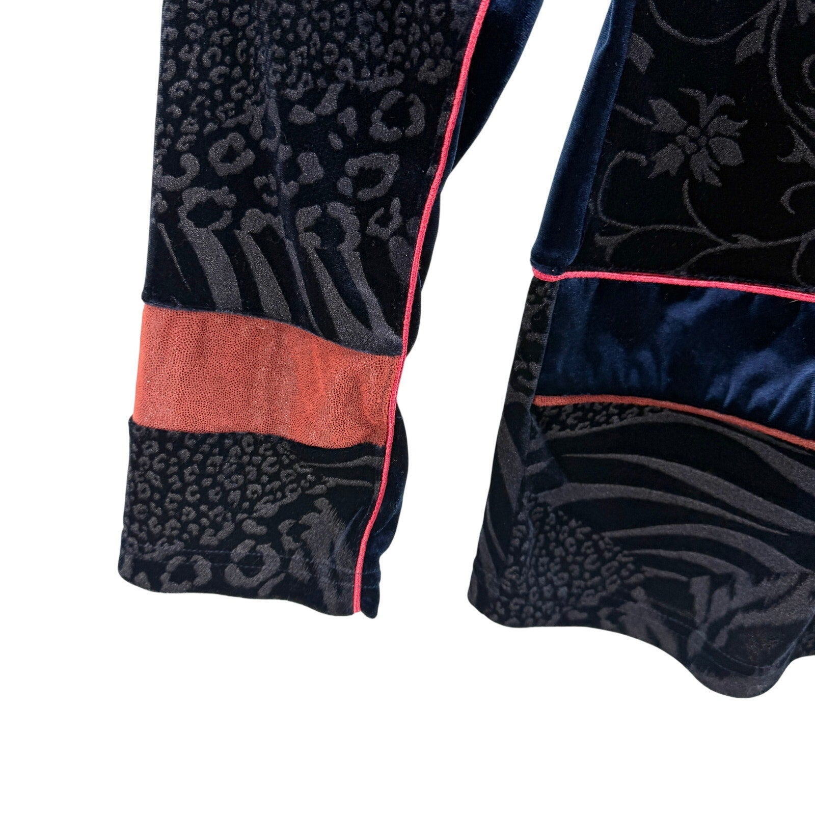 Vintage Y2K ANAC Midnight Blue Velvet Burnout Animal Print Zip Jacket