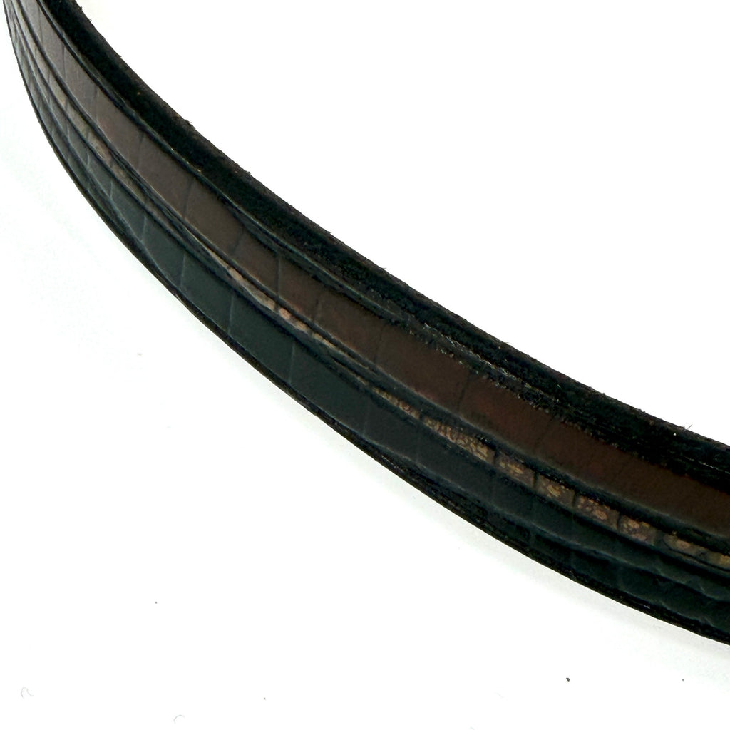Vintage 80s Pierre Cardin Black Brown Croc Genuine Leather Belt