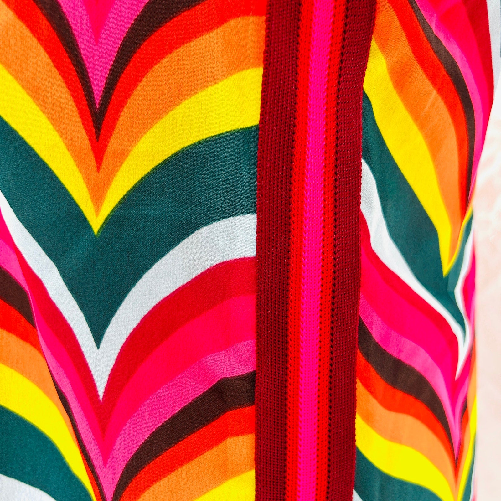 Trina Turk Pink Rainbow Multicolor Chevron Print Mini Dress